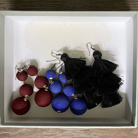 Colourful drop fabric earrings - Picture 1 of 2